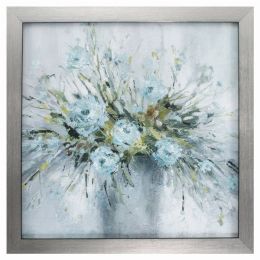 26" X 26" Silver Frame Blue Bouquet