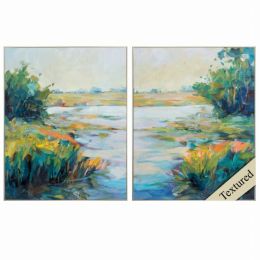 24" X 30" Ligth Wood Toned Frame Marsh Colors (Set of 2)