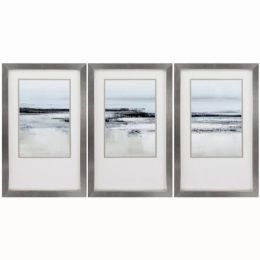 21" X 34" Silver Frame Landform I (Set of 3)