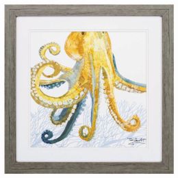 23" X 23" Woodtoned Frame Sea Creature Octopus