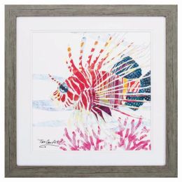 23" X 23" Woodtoned Frame Sea Creature Fish