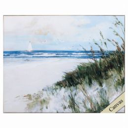31" X 25" Woodtoned Frame Oak Island Sunrise
