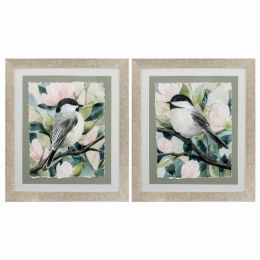 25" X 29" Champagne Gold Color Frame  Veiled Aviary (Set of 2)