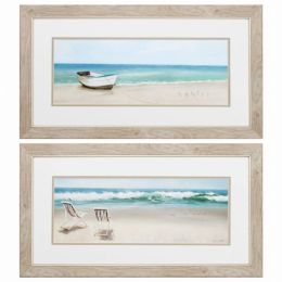 27" X 15" White Frame Tides View (Set of 2)