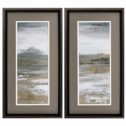14" X 26" Brushed Silver Frame Illusion In Neutral (Set of 2)