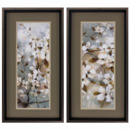 14" X 26" Brushed Silver Frame Blossoms Of Spring (Set of 2)