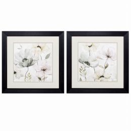 19" X 19" Black Frame Garden Grays Detail (Set of 2)