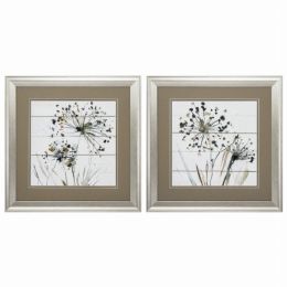 19" X 19" Brushed Silver Frame Natures Lace (Set of 2)