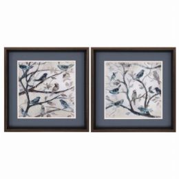 18" X 18" Brushed Silver Frame Morning Song (Set of 2)