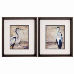 15" X 17" Brushed Silver Frame Shore Birds (Set of 2)