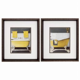 15" X 17" Brushed Silver Frame Citron Bath (Set of 2)
