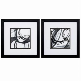 11" X 11" Silver Frame Black Rings (Set of 2)