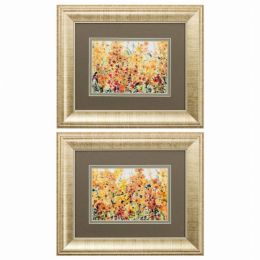 13" X 11" Gold Frame Golden Summer Garden (Set of 2)