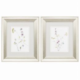 11" X 13" Brushed Silver Frame Branches & Blossoms (Set of 2)