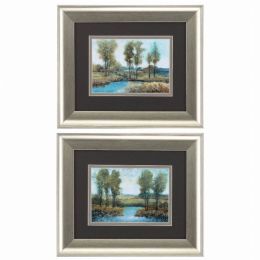 13" X 11" Brushed Silver Frame Stream Side (Set of 2)
