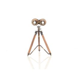8" x 8" x 11" Wood Brass Binocular On Stand