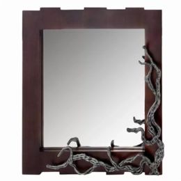 3" x 33" x 32" Brown and Silver Vine Wall Mirror