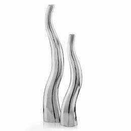2 Piece  Buffed Curve Tall Wiggly Vase Set
