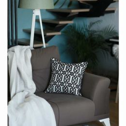 17"x 17" Grey Jacquard Geo Decorative Throw Pillow Cover