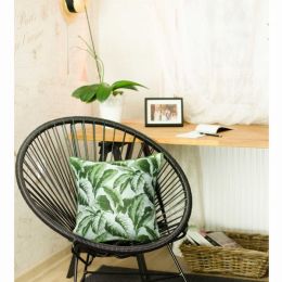 17"x 17" Jacquard Tropical Spring Leaf decorative Throw Pillow Cover