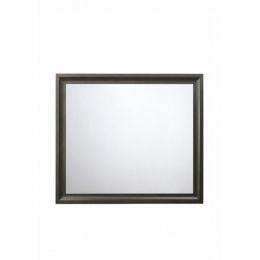 Antique Gray Wooden Rectangular Beveled Mirror
