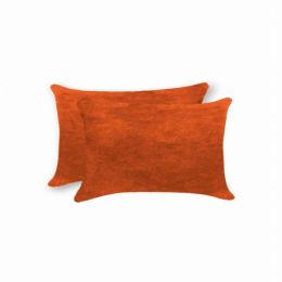 12" x 20" x 5" Orange, Cowhide - Pillow 2-Pack