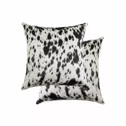 16"X16" Salt And Pepper, Black And White, Cowhide - Pillow 2-Pack