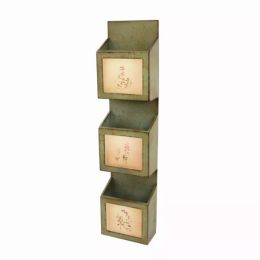 41.54" x 5.12" x 9.25" Green, Rustic, Vertical - Newspaper & Magazine Rack