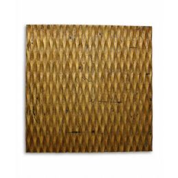 Raw Wood Look Gold Finish Square Wall Art