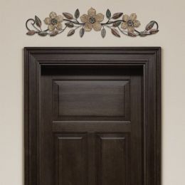 Floral and Espresso Wood Over The Door Metal Wall Decor