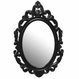 Glossy Black Oval Glass Wall Mirror