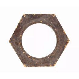 23.5" x 27" x 3.5" Bronze, Vintage Round, Hexagon Frame - Cosmetic Mirror