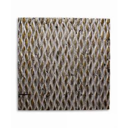 Raw Wood Look Silver Finish Square Wall Art Medium