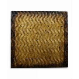 Raw Wood Look Gold Finish Square Wall Art Medium