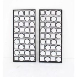 Dark Bronze Finish Mirrored Metal Wall Plaque Set
