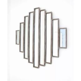 36" x 36" x 2" Silver Rustic Multi Mirrored Wall Sculpture