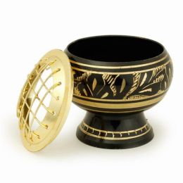 Black Brass Burner Leaf Engraving, Net Top