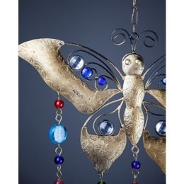 Butterfly Chime Colored Glass Brass Bells