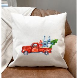2-Gnomes A Red Truck & A Tree Pillow Cover