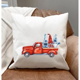3-Gnomes & A Red Truck Pillow Cover