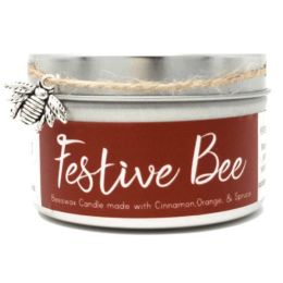 Beeswax Candle - Festive Bee (with Cinnamon, Orange & Spruce)