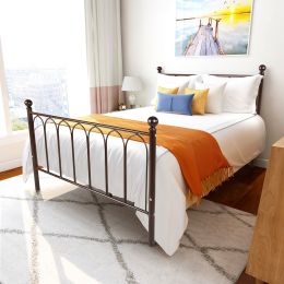 Full Size Bed Frame with Classic Headboard Metal Bed Frame Under Bed Storage Mattress Foundation No Box Spring Needed, Black (Color: Bronze, size: Full)
