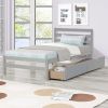 Betterhood Twin Platform Bed Frame with 2 Storage Drawers, Wood Twin Bed Frames for Kids Toddler Girls Boys, 10 Slats Support, No Box Spring Needed, E