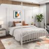 Metal Canopy Bed Frame with Ornate European Style Headboard & Footboard Perfectly Fits Your Mattress Easy DIY Assembly All Parts Included, Full Black