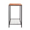 2-Tier End Table, Industrial Side Table Nightstand with Durable Metal Frame, Coffee Table with Mesh Shelves for Living Room, Oak Finish