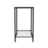 2-Tier End Table, Industrial Side Table Nightstand with Durable Metal Frame, Coffee Table with Mesh Shelves for Living Room, Oak Finish
