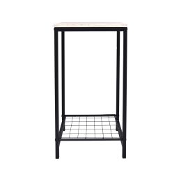 2-Tier End Table, Industrial Side Table Nightstand with Durable Metal Frame, Coffee Table with Mesh Shelves for Living Room, Oak Finish (Color: Black OAK)