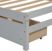Betterhood Twin Platform Bed Frame with 2 Storage Drawers, Wood Twin Bed Frames for Kids Toddler Girls Boys, 10 Slats Support, No Box Spring Needed, E