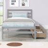 Betterhood Twin Platform Bed Frame with 2 Storage Drawers, Wood Twin Bed Frames for Kids Toddler Girls Boys, 10 Slats Support, No Box Spring Needed, E