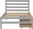 Betterhood Twin Platform Bed Frame with 2 Storage Drawers, Wood Twin Bed Frames for Kids Toddler Girls Boys, 10 Slats Support, No Box Spring Needed, E